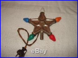 VINTAGE 1930s-40s ROYAL STAR LIGHTED CHRISTMAS TREE TOPPER METAL