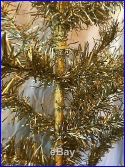 VINTAGE 1940-1950s 6' GOLD ALUMINUM MR CHRISTMAS TREE With BASE ORIG BOXRARE