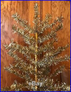 VINTAGE 1940-1950s 6' GOLD ALUMINUM MR CHRISTMAS TREE With BASE ORIG BOXRARE