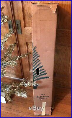 VINTAGE 1940-1950s 6' GOLD ALUMINUM MR CHRISTMAS TREE With BASE ORIG BOXRARE