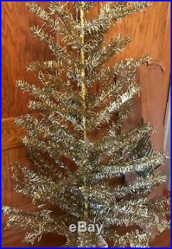 VINTAGE 1940-1950s 6' GOLD ALUMINUM MR CHRISTMAS TREE With BASE ORIG BOXRARE