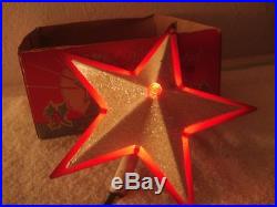 VINTAGE 1940s GLOLITE LIGHTED STAR CHRISTMAS TREE TOPPER ELECTRIC ORNAMENT