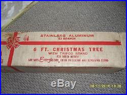 Vintage 1950's Aluminum Specialties 6' Silver Aluminum Fountain Christmas Tree