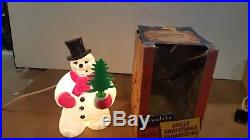 VINTAGE 1950'S ROYALITE JOLLY CHRISTMAS LIGHTED SNOWMAN WITH TREE WithORIGINAL BOX