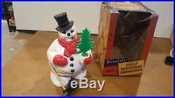 VINTAGE 1950'S ROYALITE JOLLY CHRISTMAS LIGHTED SNOWMAN WITH TREE WithORIGINAL BOX