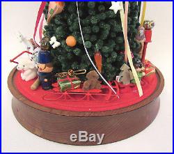 VINTAGE 1950s 60s CHIRSTMAS TREE UNDER GLASS SWIVEL BASE RIBBONS MADE GERMANY