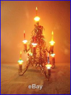 VINTAGE 1950s BUBBLE LIGHTS TIN FOIL CHRISTMAS TREE METAL C-6