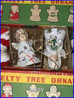 VINTAGE 1950s CHRISTMAS YULETIDE NOVELTY TREE ORNAMENTS SET Made in Japan DANSAN