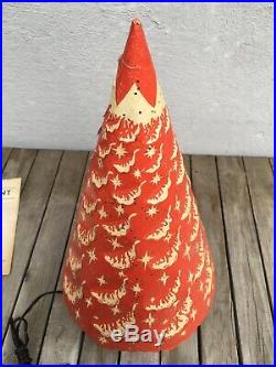VINTAGE 1951 RED CHRISTMAS TREE ECONOLITE ROTO VUE MOTION LAMP With BOX & MANUAL