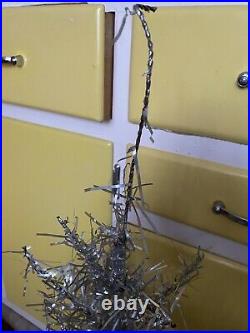 VINTAGE 1960's SKINNY SILVER SMALL TINSEL WIRE FRAMED CHRISTMAS TREE