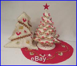 VINTAGE 1960s 70 ATLANTIC MOLD GOLD FLOCKED RED DOVE CERAMIC CHRISTMAS TREE