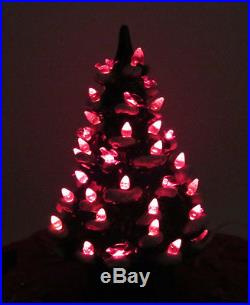 VINTAGE 1960s MID CENTURY CERAMIC LIGHT UP CHRISTMAS TREE 11 1/2 SKIRT & COVER