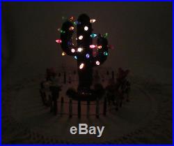 VINTAGE 1960s MOD CERAMIC LIGHT UP CHRISTMAS CACTUS TREE WITH SKIRT COWBOYS 11