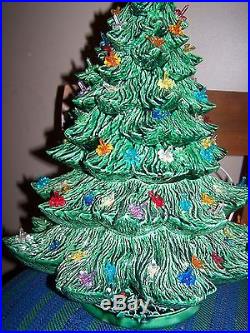 VINTAGE 3 TIER PIECE CERAMIC CHRISTMAS TREE LIT BIRD CANDLE LIGHTS HOLIDAY