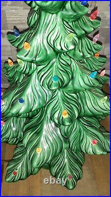 VINTAGE 3 pc 1974 Atlantic Mold 20 CERAMIC CHRISTMAS TREE Multi-Color Lights