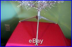 Vintage 4 Ft Foot Pom Pom Silver Aluminum Tinsel Christmas Tree