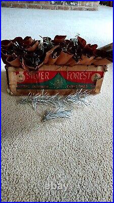 VINTAGE 50'S SILVER FOREST Aluminum Christmas Tree 4.5 feet 53 Branches w BOX