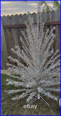 VINTAGE! 60'S ALUMINUM Tinsel 6.5' FULL WITH 95 BRANCHES CHRISTMAS TREE