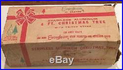 Vintage Aluminum Evergleam Pom Pom Christmas Tree 4 Ft 55 Branches Box Complete