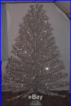 Vintage Aluminum Tinsel Christmas Tree Large 6'7 Tall 200 Branches Nice Beauty