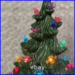 VINTAGE Atlantic Mold Ceramic Light-Up Christmas Tree 17 Music Box Scroll Base