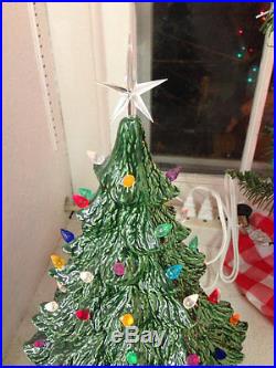 VINTAGE Atlantic Style Ceramic Christmas Tree 12.5 tall With Lights and Star