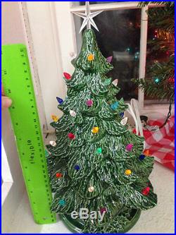 VINTAGE Atlantic Style Ceramic Christmas Tree 12.5 tall With Lights and Star