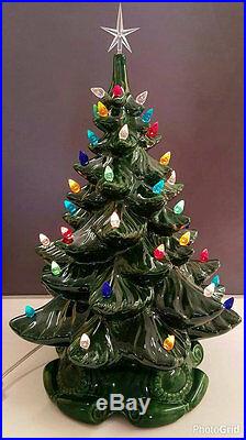 VINTAGE Atlantic Style Ceramic Christmas Tree Large ceramic tree lights star