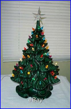 VINTAGE Atlantic Style Ceramic Christmas Tree Large ceramic tree lights star