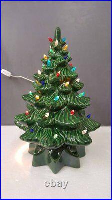 VINTAGE Atlantic Style Ceramic Christmas Tree Medium ceramic tree lights up base
