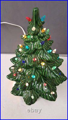 VINTAGE Atlantic Style Ceramic Christmas Tree Medium ceramic tree lights up base
