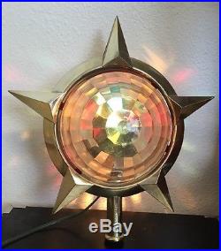 Vintage Bradford Gold Celestial Star Rotating Motion Lamp Christmas Tree Topper