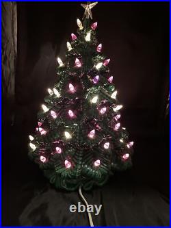VINTAGE Beautiful 16 1990 Nowell Mold Ceramic Lighted Christmas Tree With Base