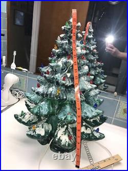 VINTAGE CERAMIC Atlantic Green LIGHTED HOLIDAY CHRISTMAS TREE 22x17 Wicoff XL