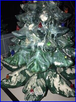 VINTAGE CERAMIC Atlantic Green LIGHTED HOLIDAY CHRISTMAS TREE 22x17 Wicoff XL