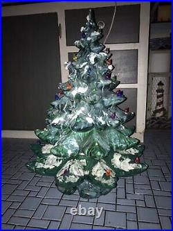 VINTAGE CERAMIC Atlantic Green LIGHTED HOLIDAY CHRISTMAS TREE 22x17 Wicoff XL