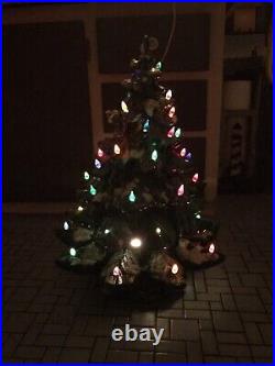 VINTAGE CERAMIC Atlantic Green LIGHTED HOLIDAY CHRISTMAS TREE 22x17 Wicoff XL