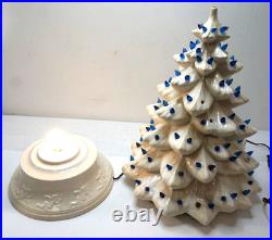 VINTAGE CERAMIC CHRISTMAS TREE CRAMER MOLD TALL CHERUB BASE 1970s WHITE 21 in