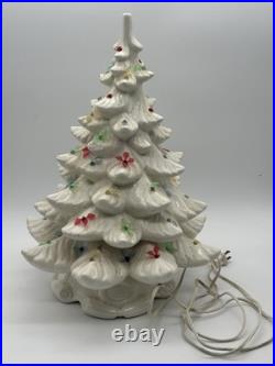 VINTAGE CERAMIC CHRISTMAS TREE WHITE MCM TREE With LIGHTS 18 Inch RARE
