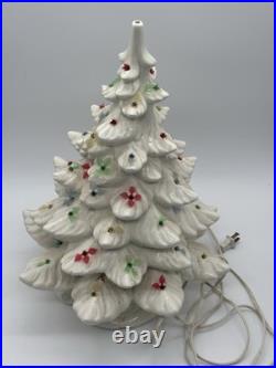 VINTAGE CERAMIC CHRISTMAS TREE WHITE MCM TREE With LIGHTS 18 Inch RARE