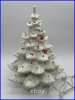 VINTAGE CERAMIC CHRISTMAS TREE WHITE MCM TREE With LIGHTS 18 Inch RARE