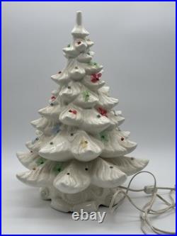 VINTAGE CERAMIC CHRISTMAS TREE WHITE MCM TREE With LIGHTS 18 Inch RARE