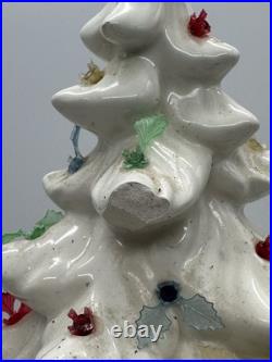VINTAGE CERAMIC CHRISTMAS TREE WHITE MCM TREE With LIGHTS 18 Inch RARE