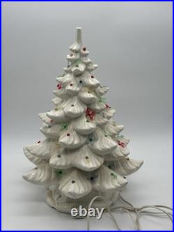 VINTAGE CERAMIC CHRISTMAS TREE WHITE MCM TREE With LIGHTS 18 Inch RARE