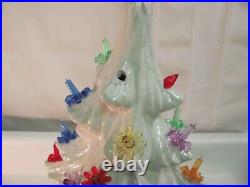 VINTAGE CERAMIC CHRISTMAS TREE WHITE PEARL GLOSSY centerpiece lights