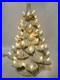 VINTAGE CERAMIC White CHRISTMAS TREE withClear Lights Holly Stand 16