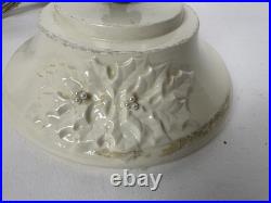 VINTAGE CERAMIC White CHRISTMAS TREE withClear Lights Holly Stand 16