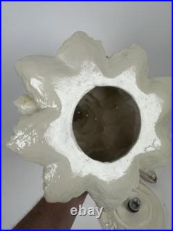 VINTAGE CERAMIC White CHRISTMAS TREE withClear Lights Holly Stand 16