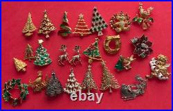VINTAGE CHRISTMAS TREE BROOCH PIN LOT J BOOK PIECE EISENBERG AVANTE MYLU MCM 24p