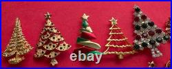 VINTAGE CHRISTMAS TREE BROOCH PIN LOT J BOOK PIECE EISENBERG AVANTE MYLU MCM 24p